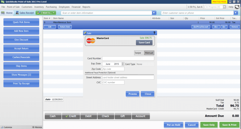 Credit Card Transaction Screen